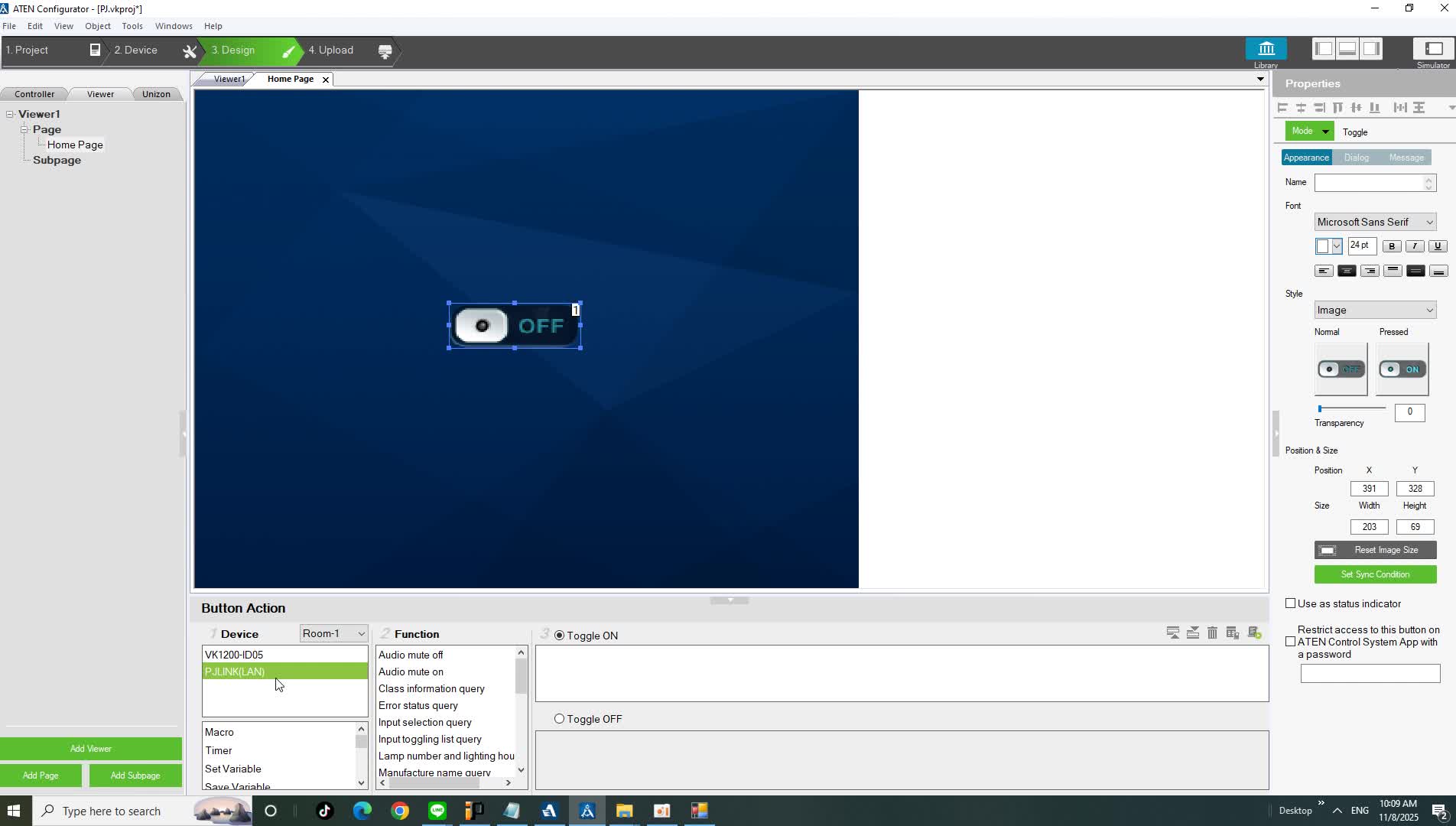 VK6000 : การควบคุมและsync status ของ Projector ด้วย PJLINK